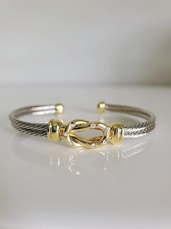 Reef Knot 18K Gold Filled Silver Cable Bracelet