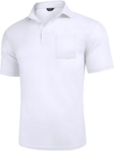 Men'S Golf Shirts Slim Fit Polo Shirt Cotton Pique Mesh Basic T Shirt White